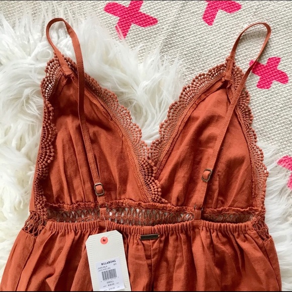 Billabong Lace and Lies Cottagecore Rust Jumpsuit - Picture 7 of 11